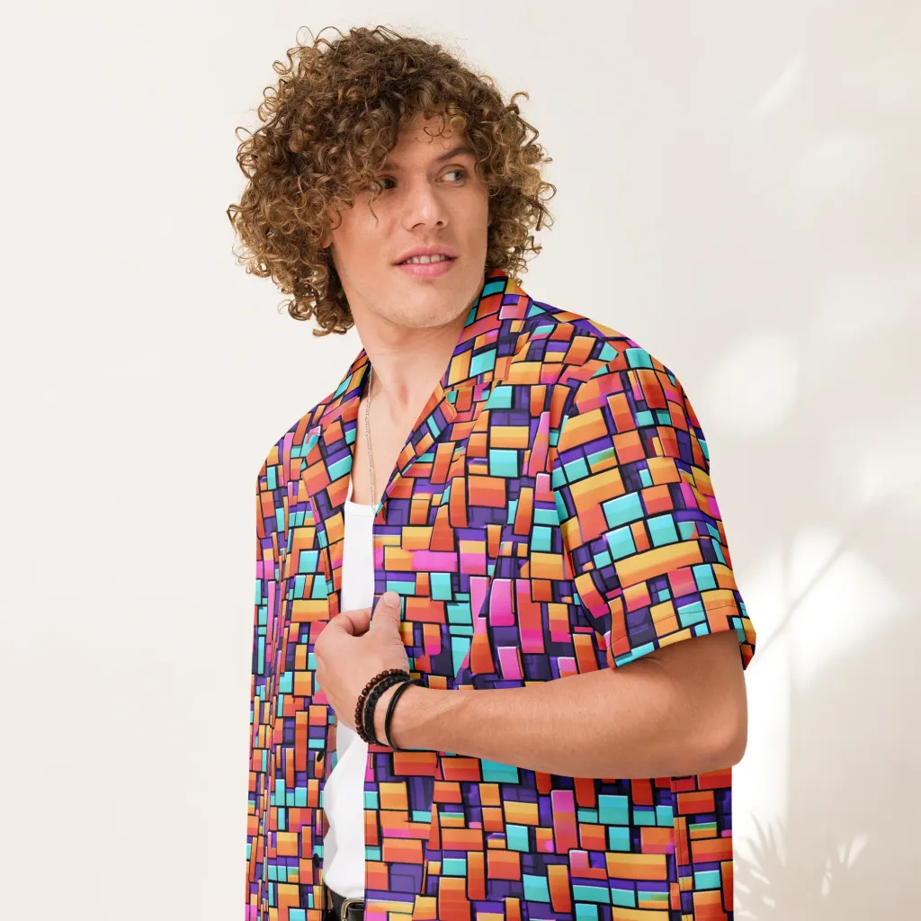 Neon Brickwork on Button Shirt — Front