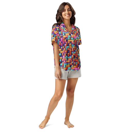 Neon Brickwork on a Women's Short Sleeve Pajama Top
