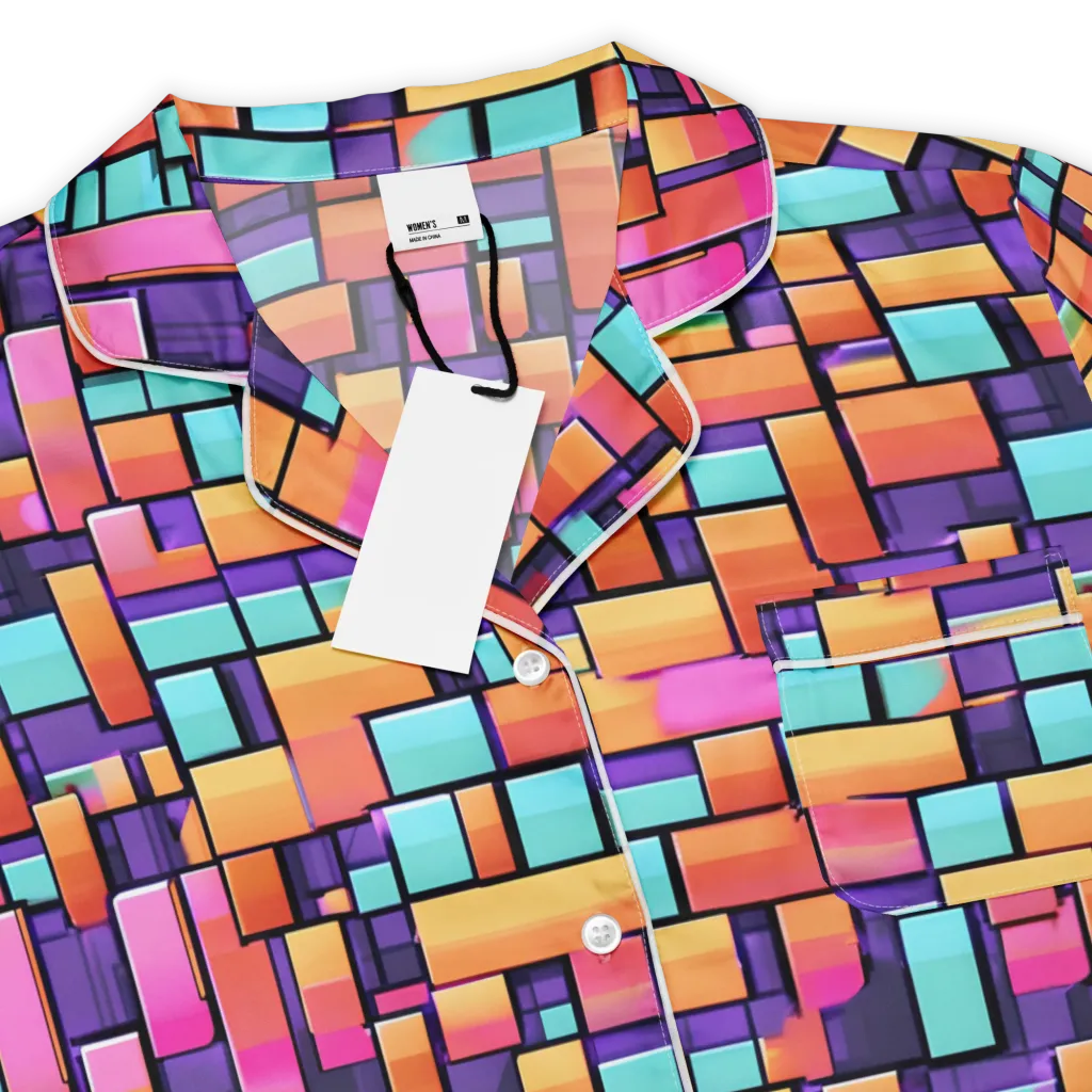 Neon Brickwork on Women's Short Sleeve Pajama Top — Product details
