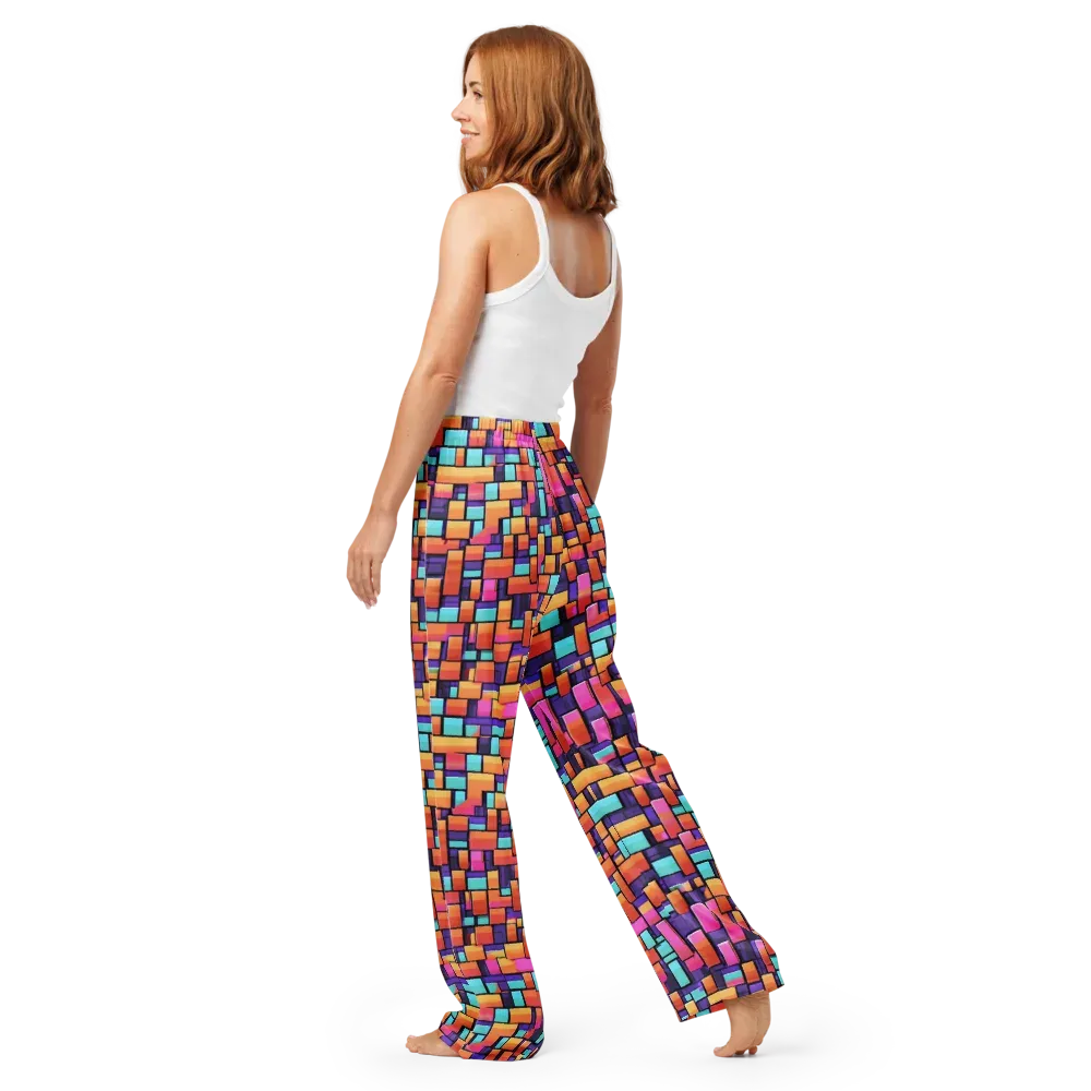 Neon Brickwork on Women's Pajama Pants — Back