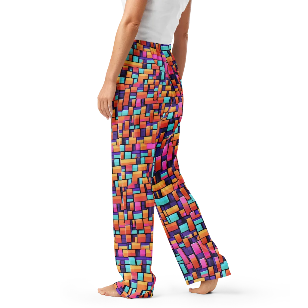 Neon Brickwork on Women's Pajama Pants — Left