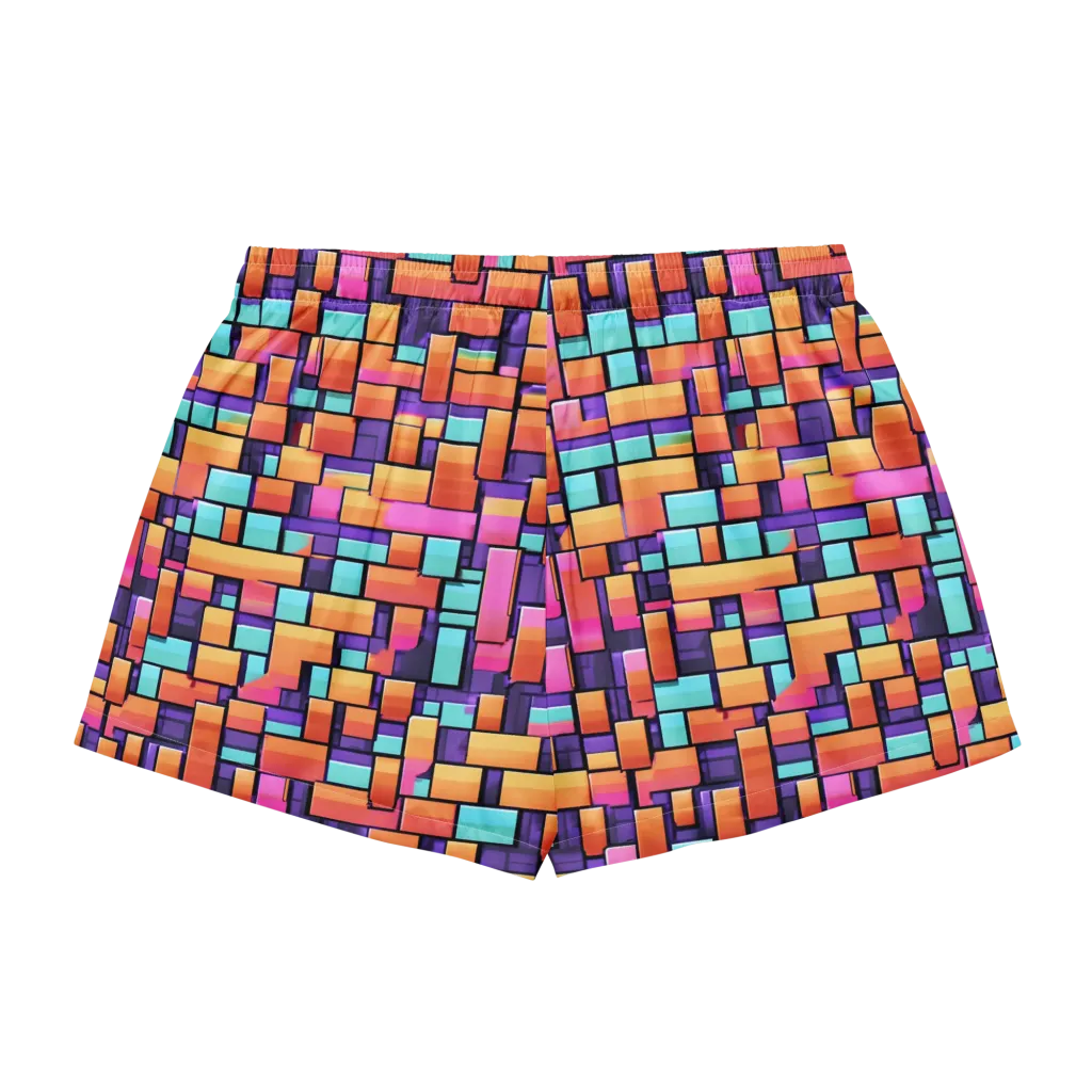 Neon Brickwork on Women's Pajama Shorts — Back