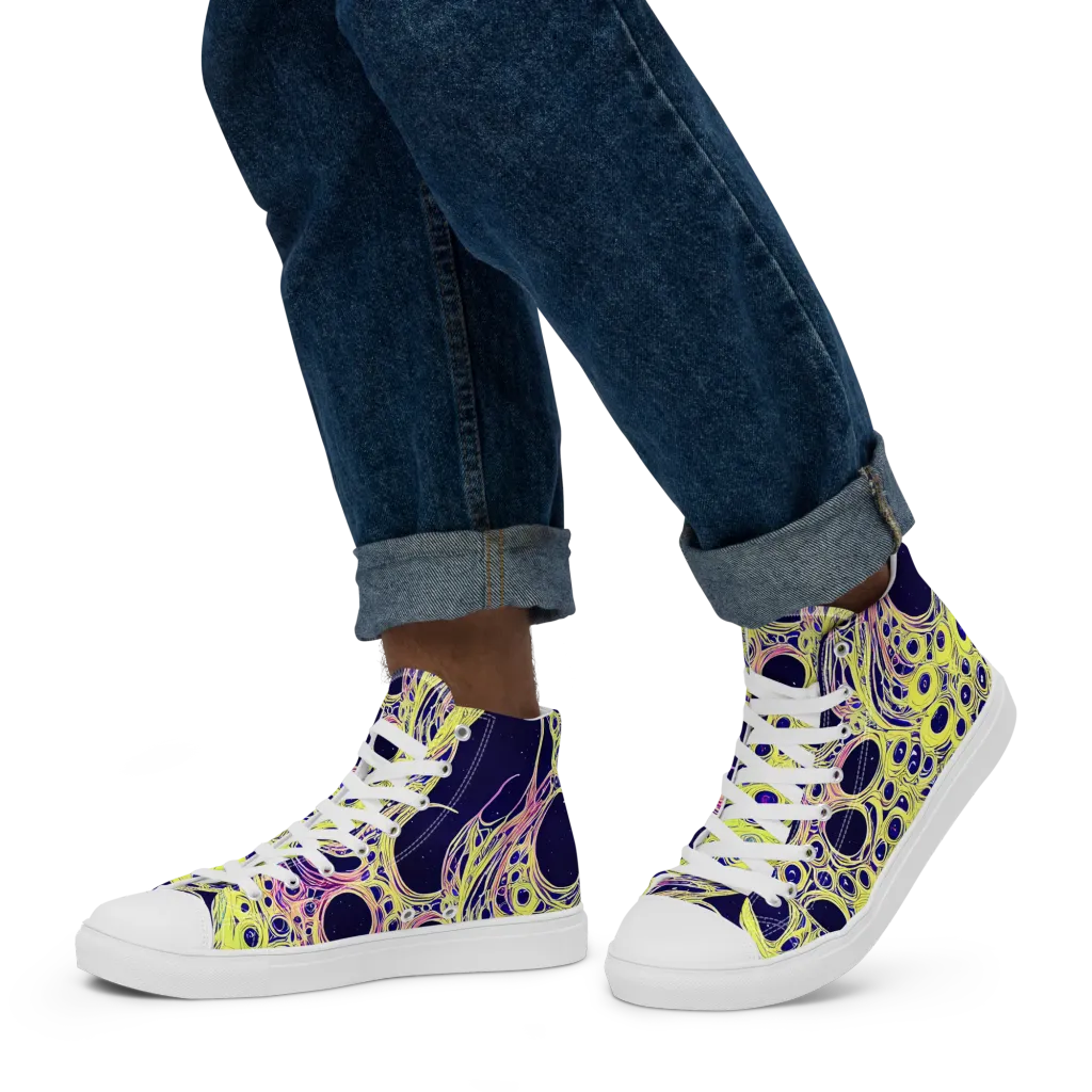 Solar Void on Men's High Top Canvas Shoes — Left