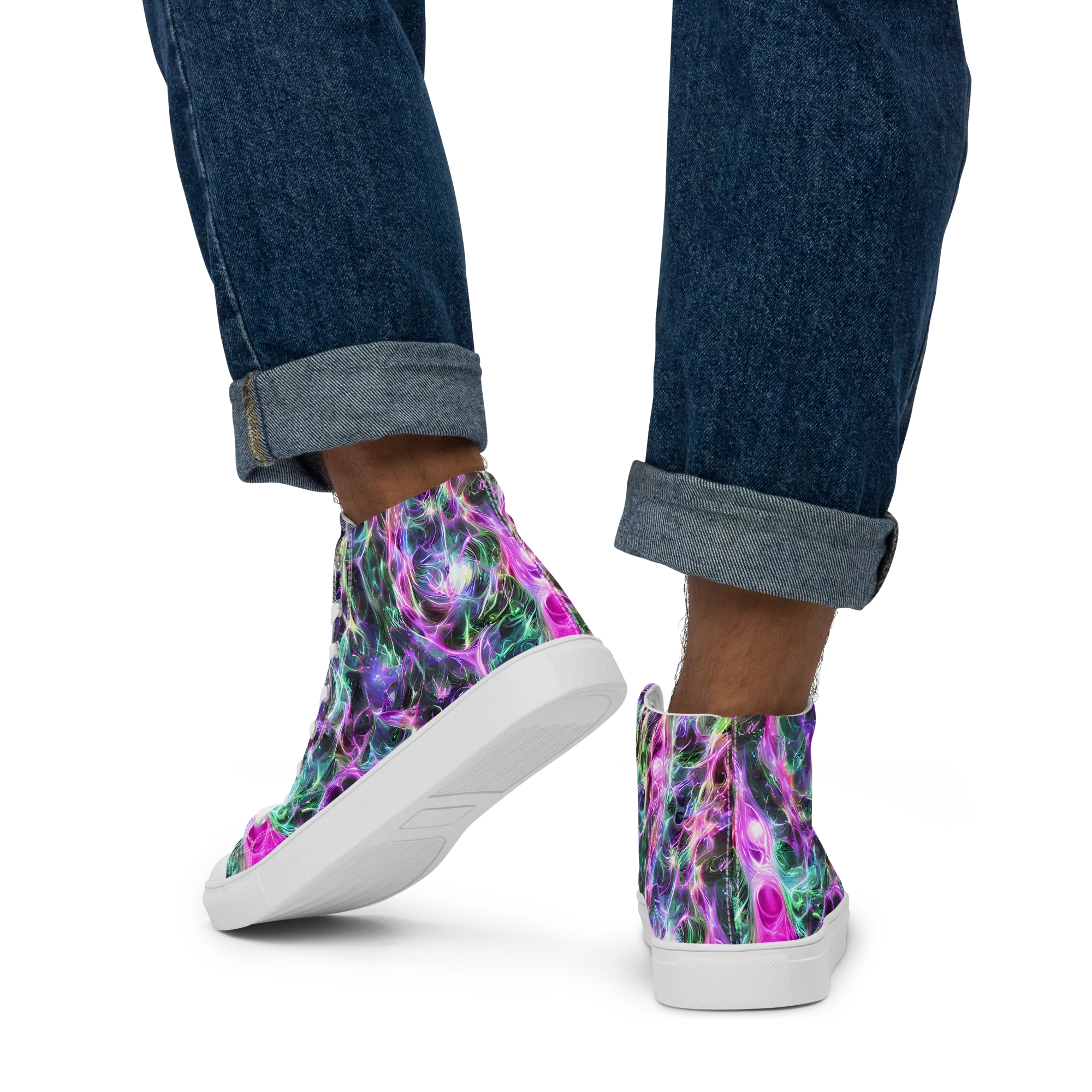Amethyst Storm on Men's High Top Canvas Shoes — Back