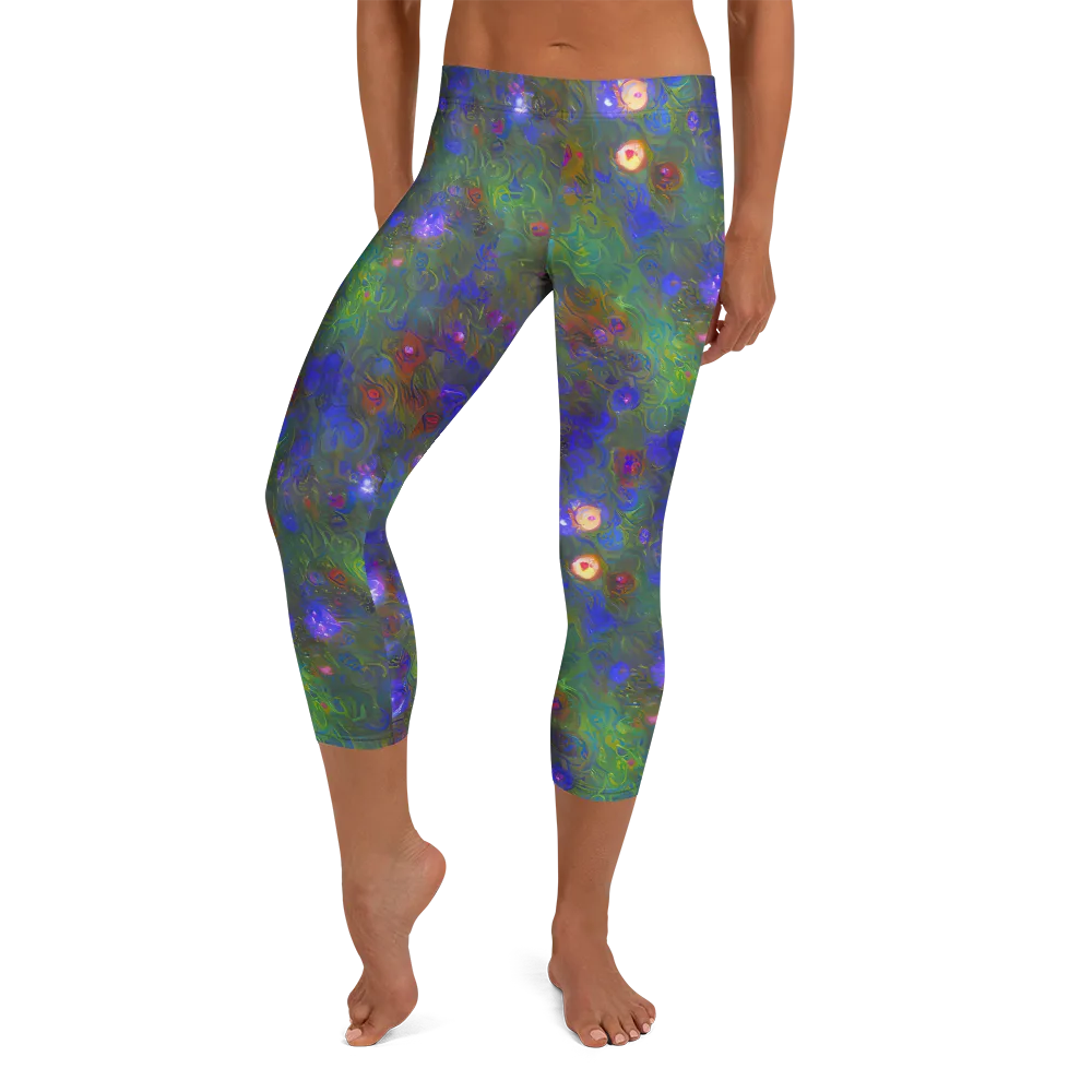 Mystic Reef on Capri Leggings — Front