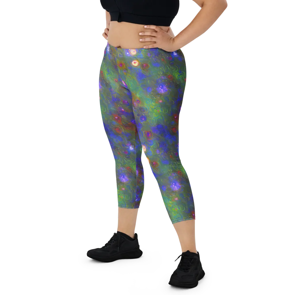 Mystic Reef on Capri Leggings — Front