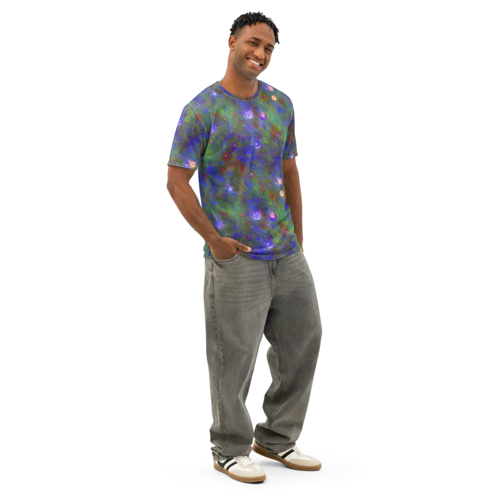 Mystic Reef on Men's Cotton Crew Neck T-Shirt — Right Front