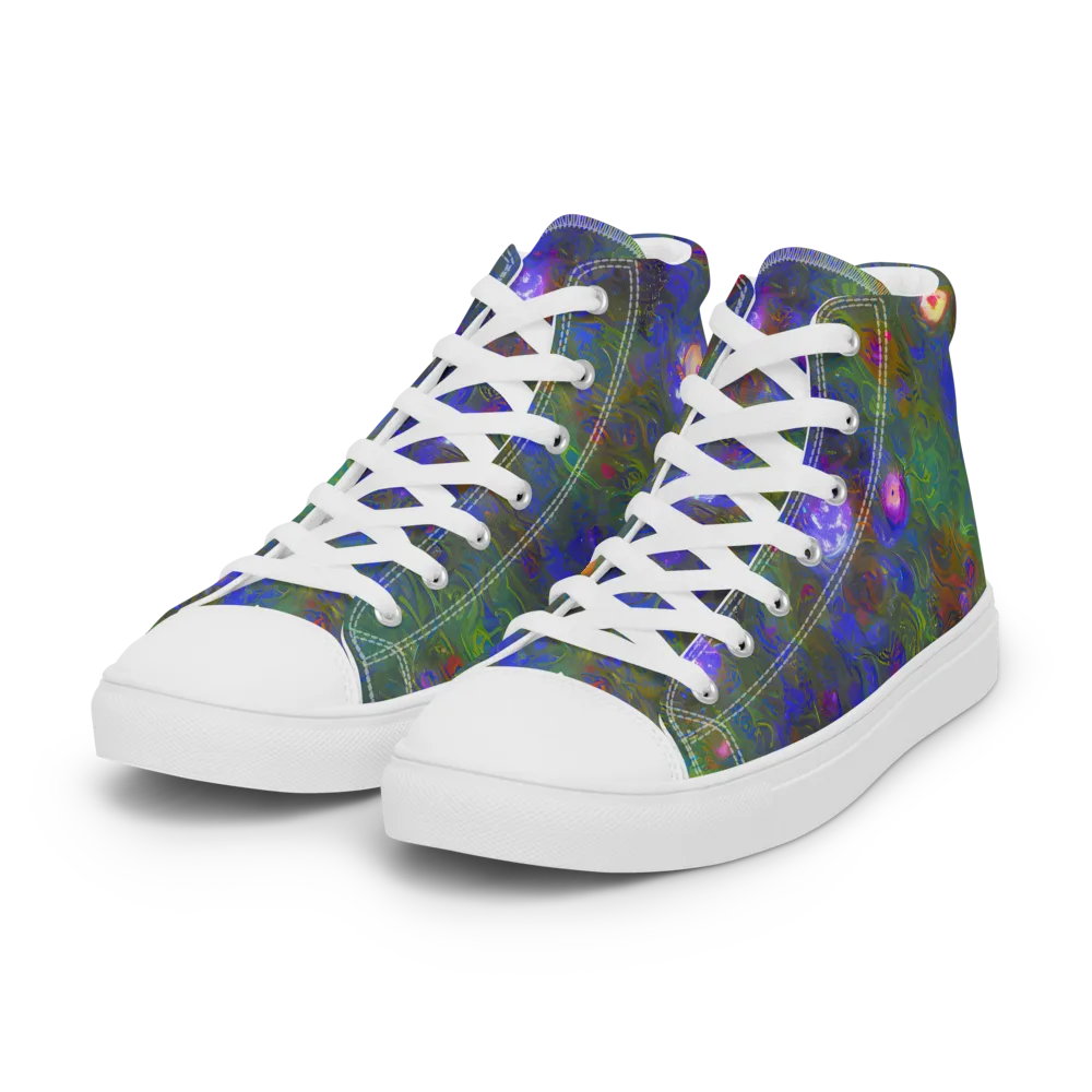 Mystic Reef on Women's High Top Canvas Shoes — Left Front