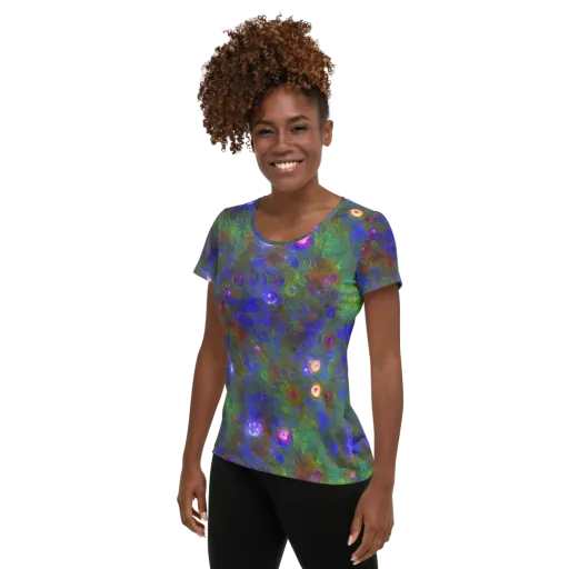 Mystic Reef on a Women's Athletic T-Shirt