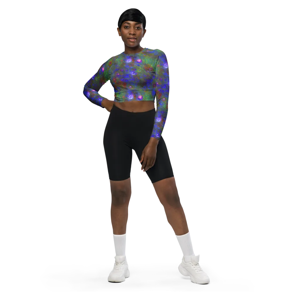 Mystic Reef on Long Sleeve Crop Top — Front