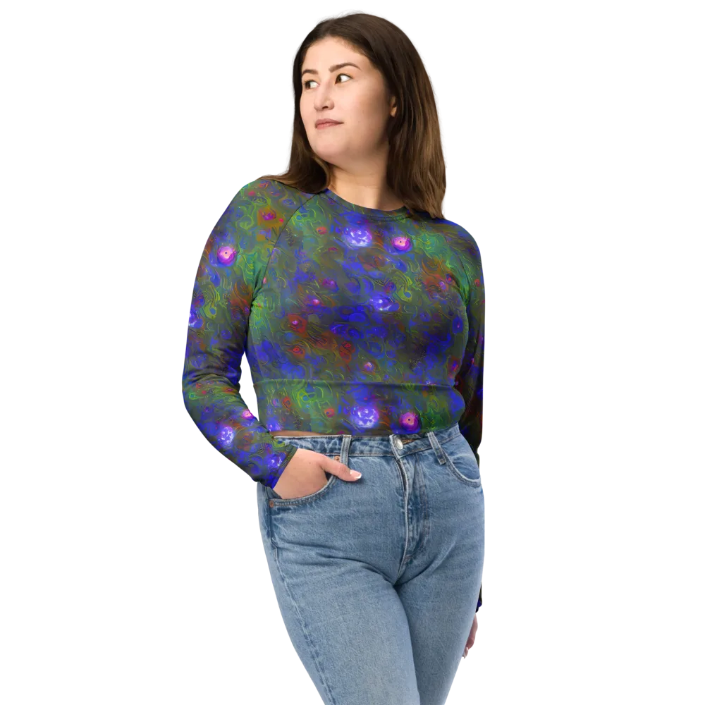 Mystic Reef on Long Sleeve Crop Top — Front