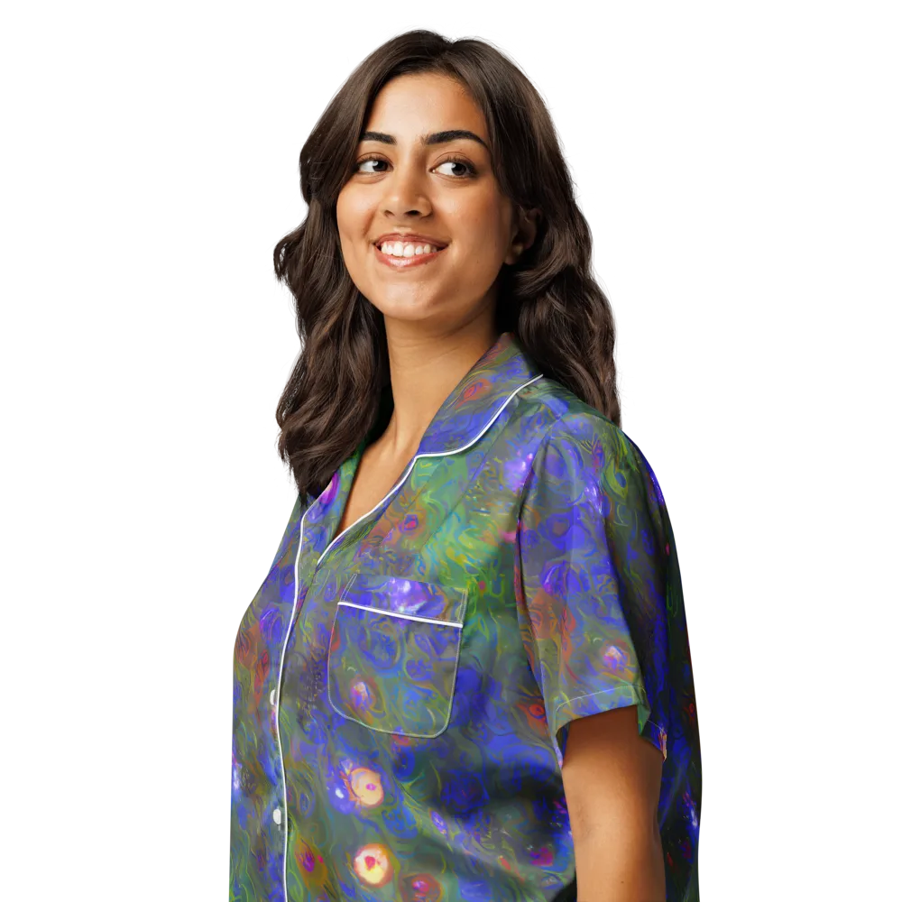 Mystic Reef on Women's Short Sleeve Pajama Top — Left Front
