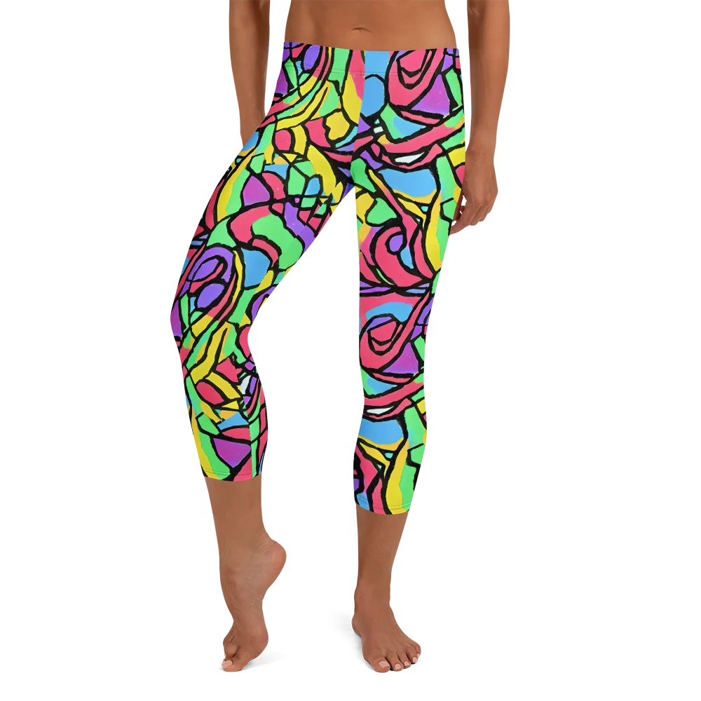 Acid Stained Glass on Capri Leggings — Front