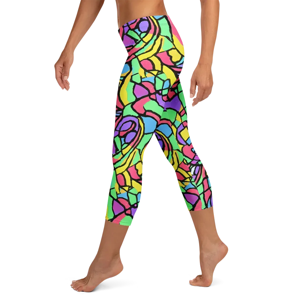 Acid Stained Glass on Capri Leggings — Left
