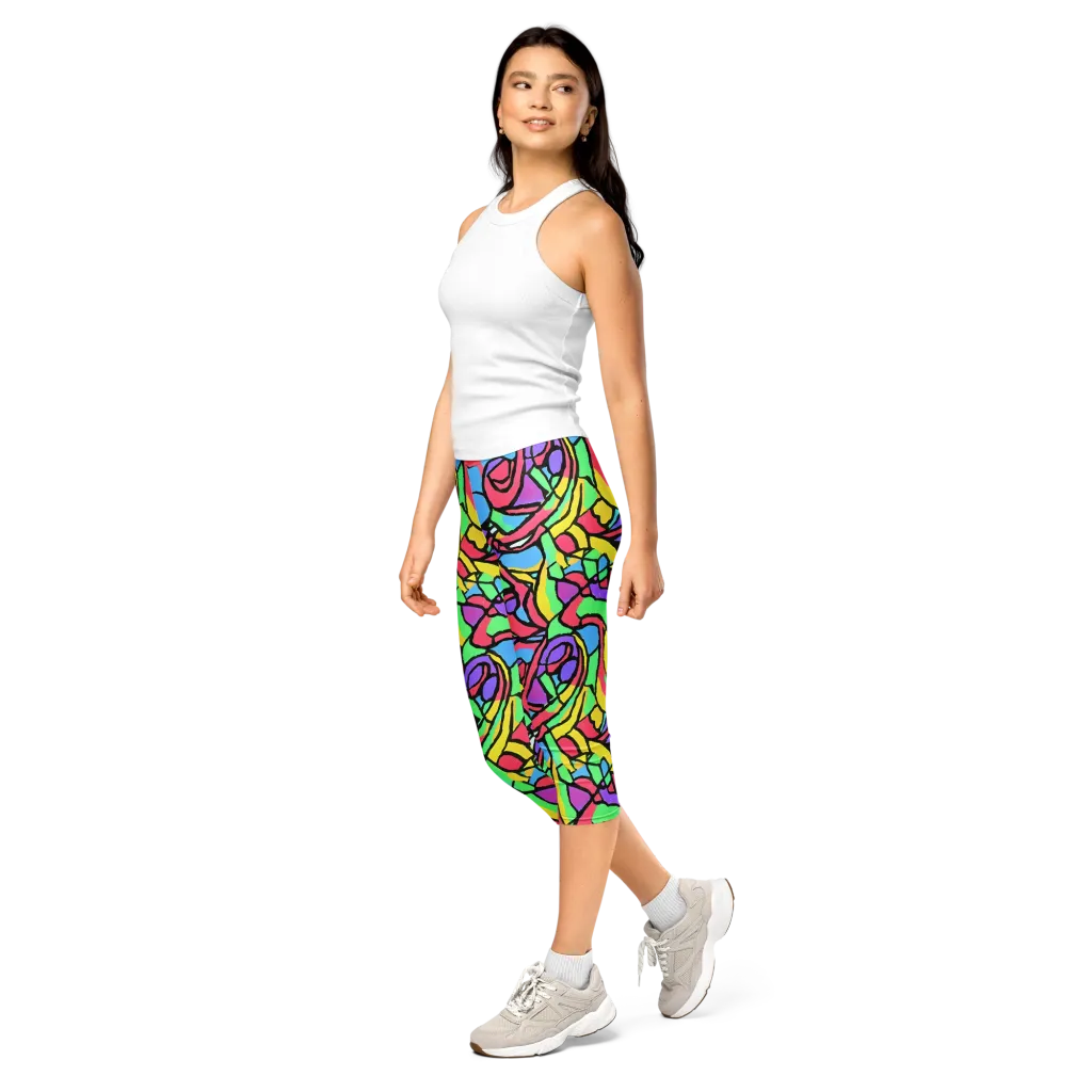Acid Stained Glass on Capri Leggings — Left Front