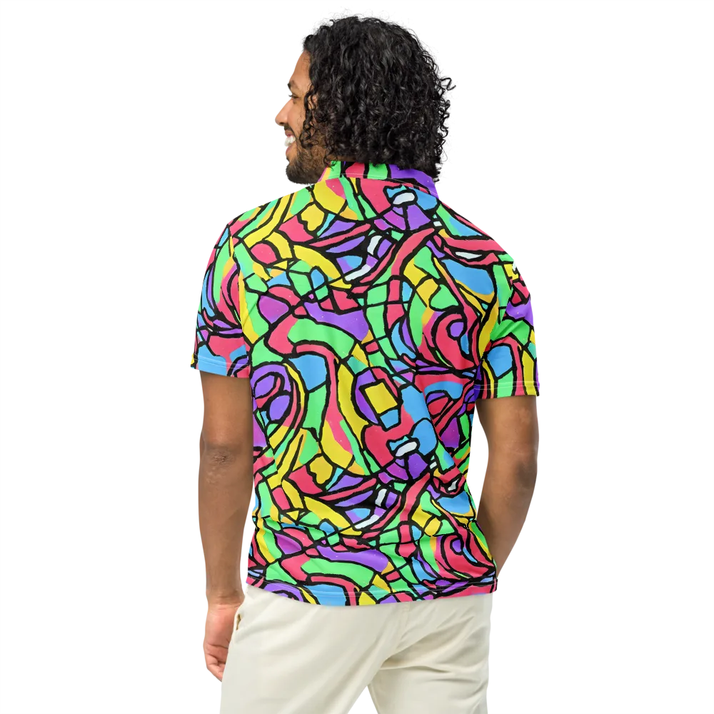 Acid Stained Glass on Men's Slim Fit Polo Shirt — Back
