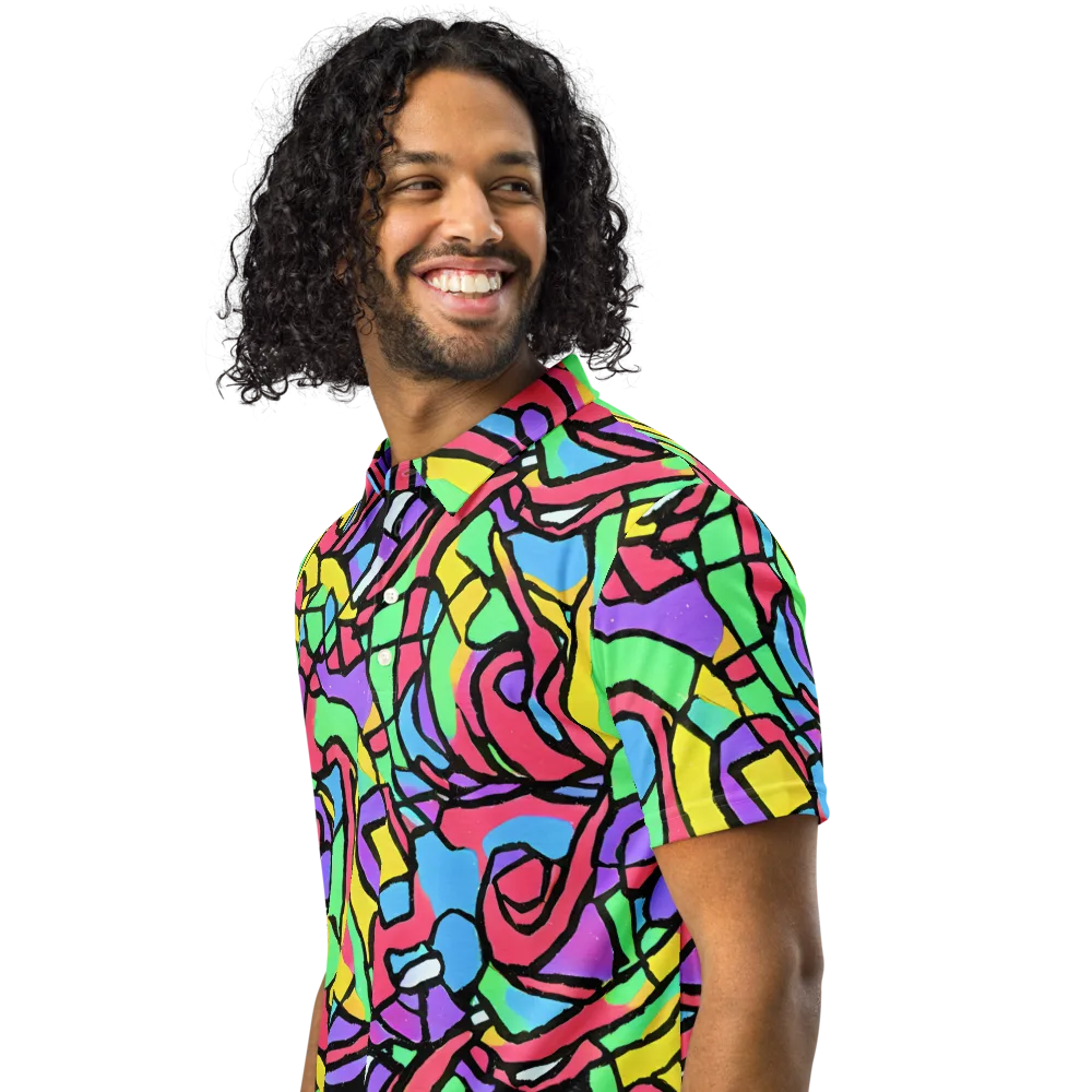 Acid Stained Glass on Men's Slim Fit Polo Shirt — Left Front