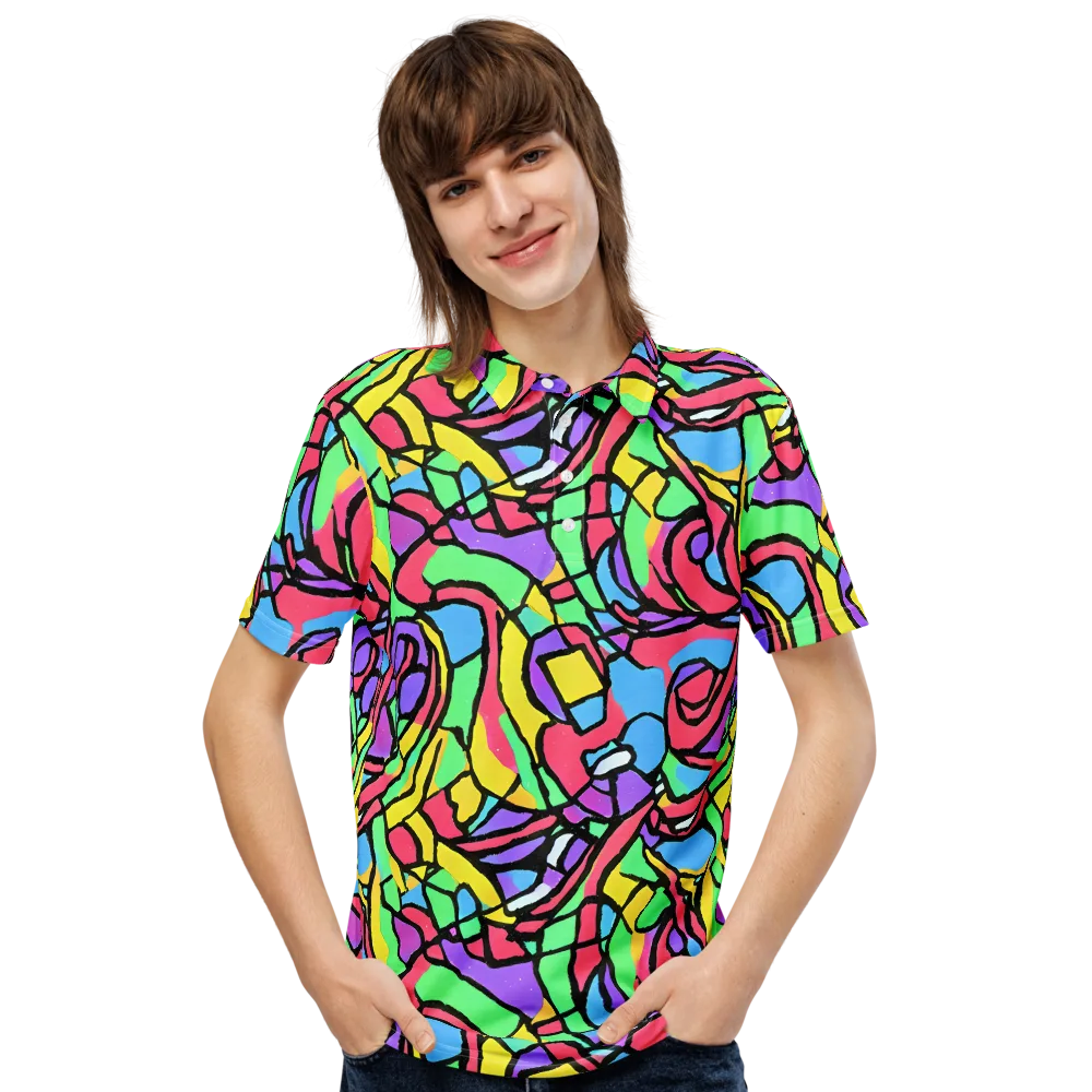 Acid Stained Glass on Men's Slim Fit Polo Shirt — Front