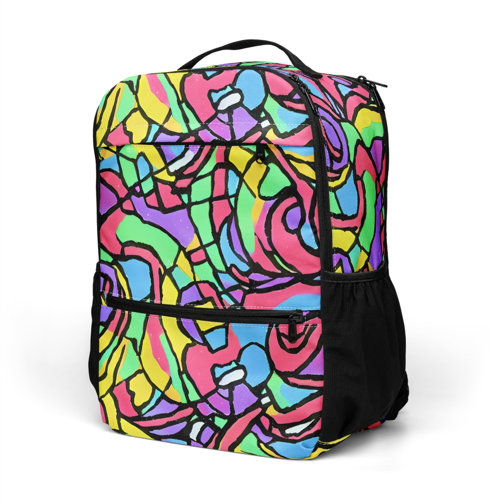 Acid Stained Glass on Utility Backpack — Left Front