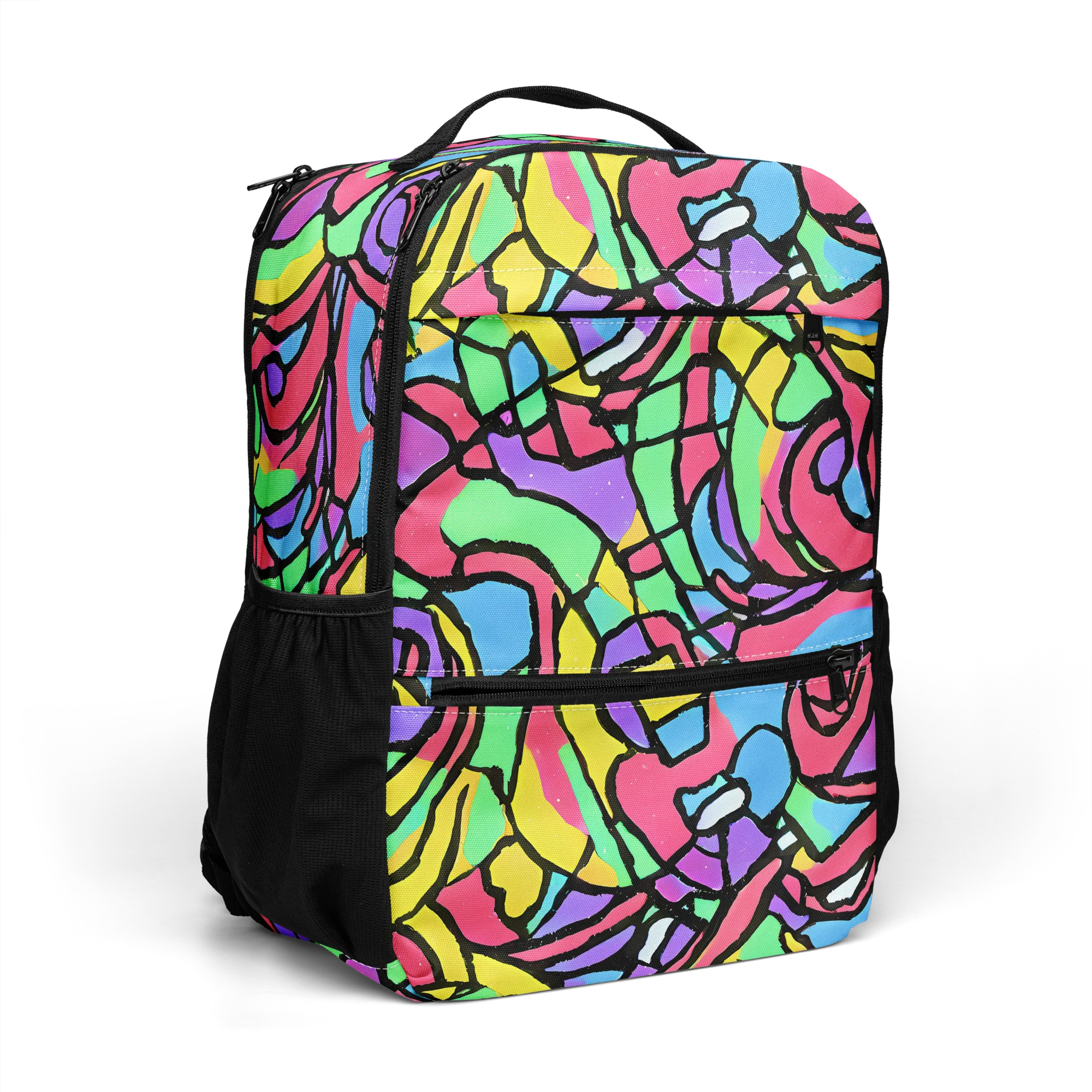 Acid Stained Glass on Utility Backpack — Right Front