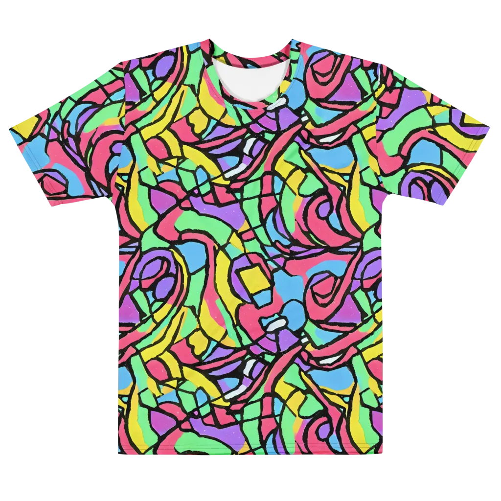 Acid Stained Glass on Men's Cotton Crew Neck T-Shirt — Front