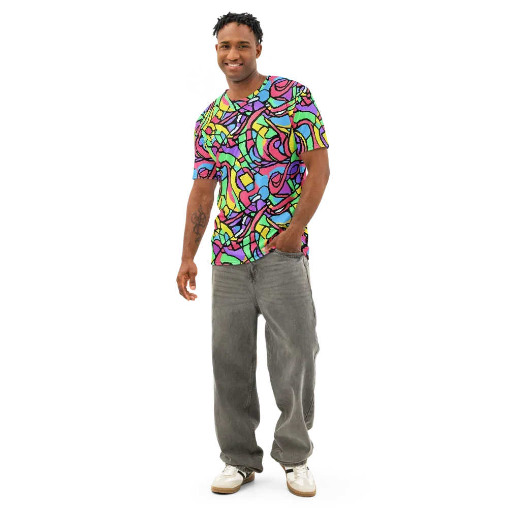 Acid Stained Glass on Men's Cotton Crew Neck T-Shirt — Front