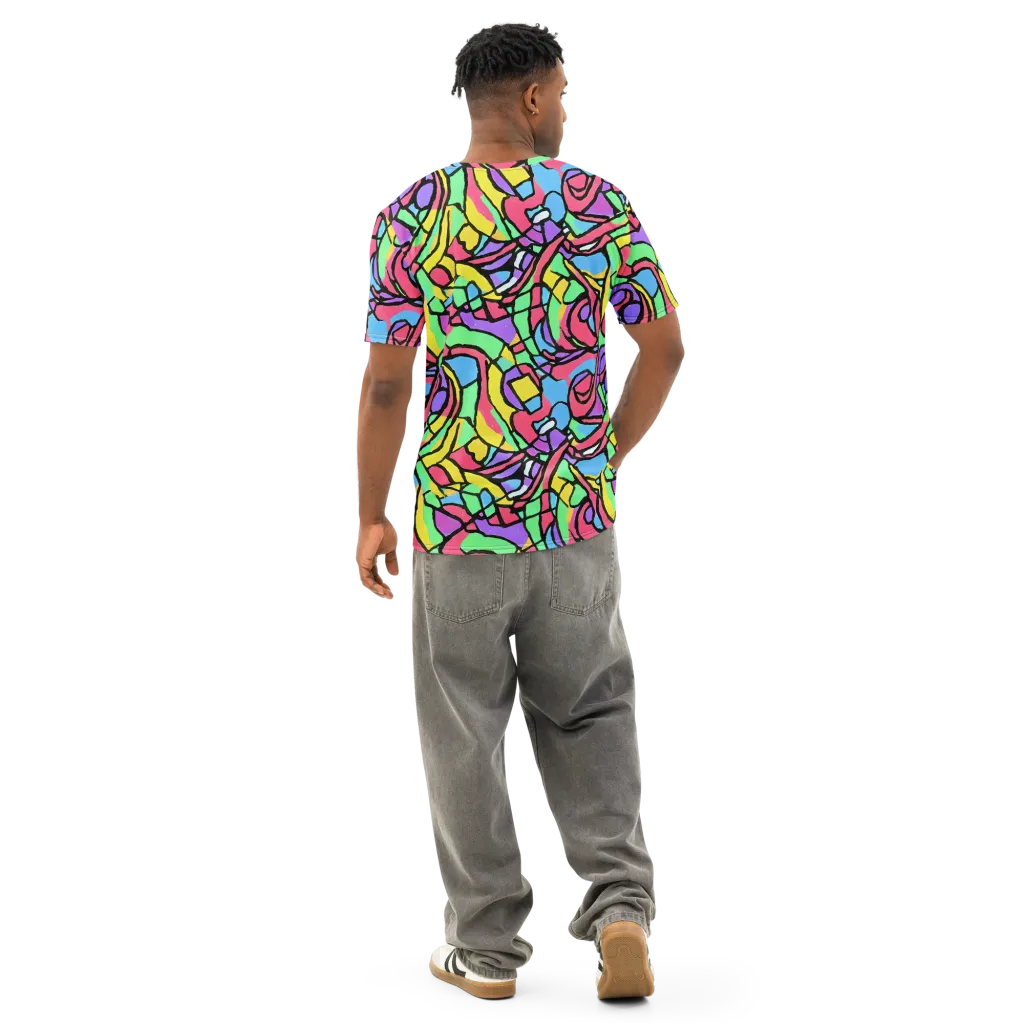 Acid Stained Glass on Men's Cotton Crew Neck T-Shirt — Back