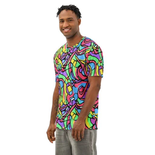 Acid Stained Glass on a Men's Cotton Crew Neck T-Shirt