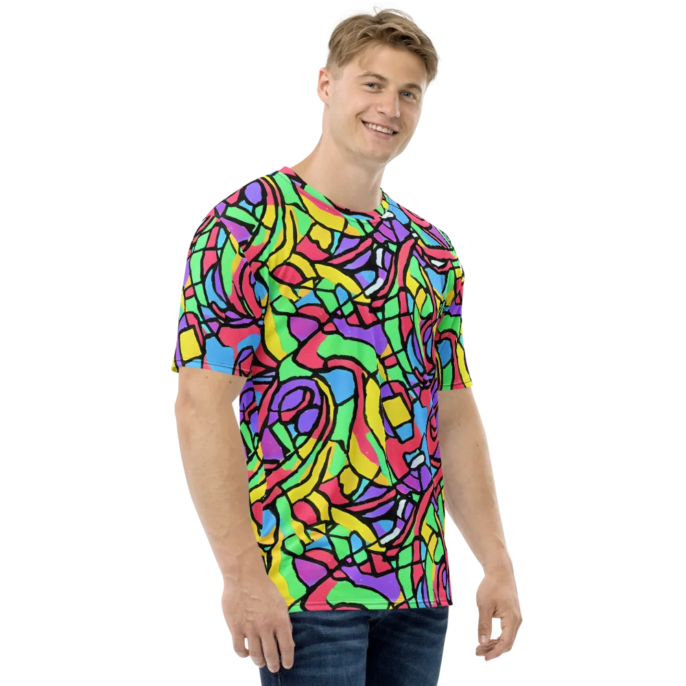 Acid Stained Glass on Men's Crew Neck T-Shirt — Right
