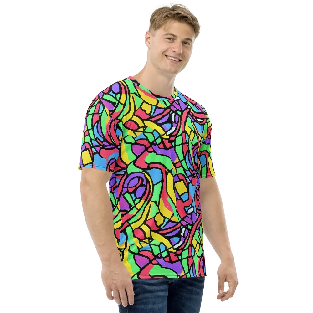 Acid Stained Glass on Men's Crew Neck T-Shirt — Right