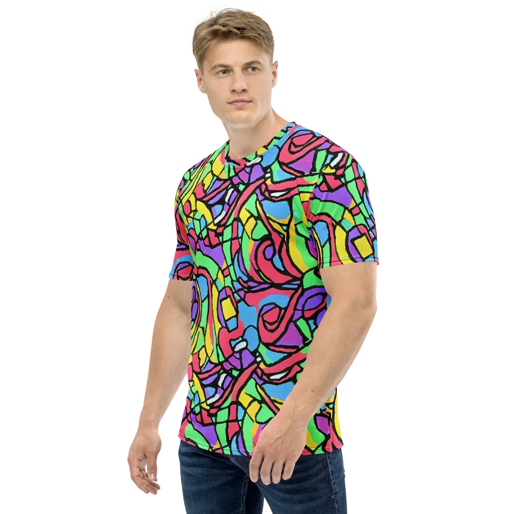Acid Stained Glass on Men's Crew Neck T-Shirt — Left