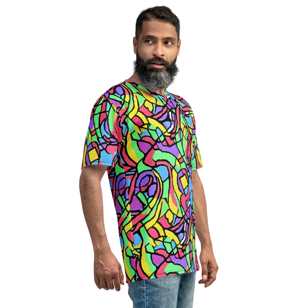 Acid Stained Glass on Men's Crew Neck T-Shirt — Right