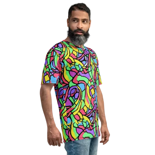 Acid Stained Glass on a Men's Crew Neck T-Shirt