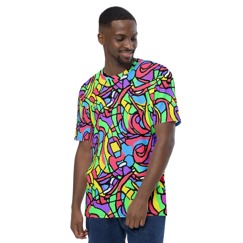 Acid Stained Glass on Men's Crew Neck T-Shirt — Left