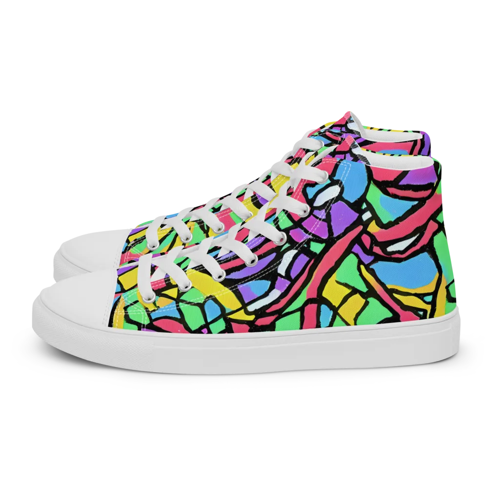 Acid Stained Glass on Men's High Top Canvas Shoes — Left