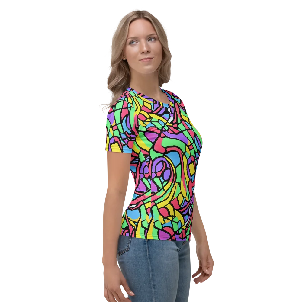Acid Stained Glass on Women's Crew Neck T-Shirt — Right