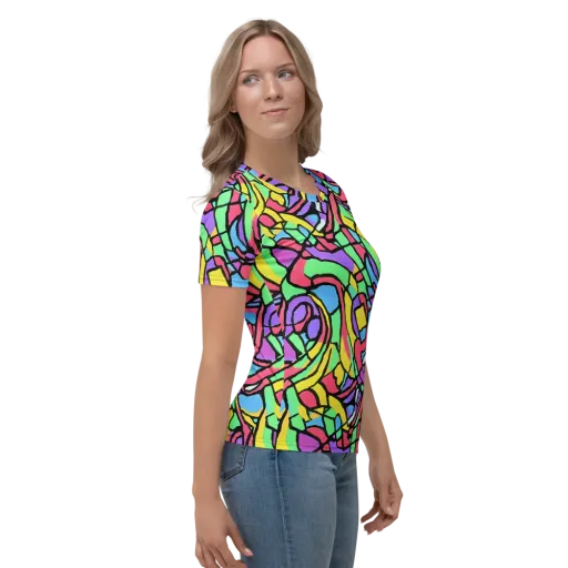 Acid Stained Glass on a Women's Crew Neck T-Shirt