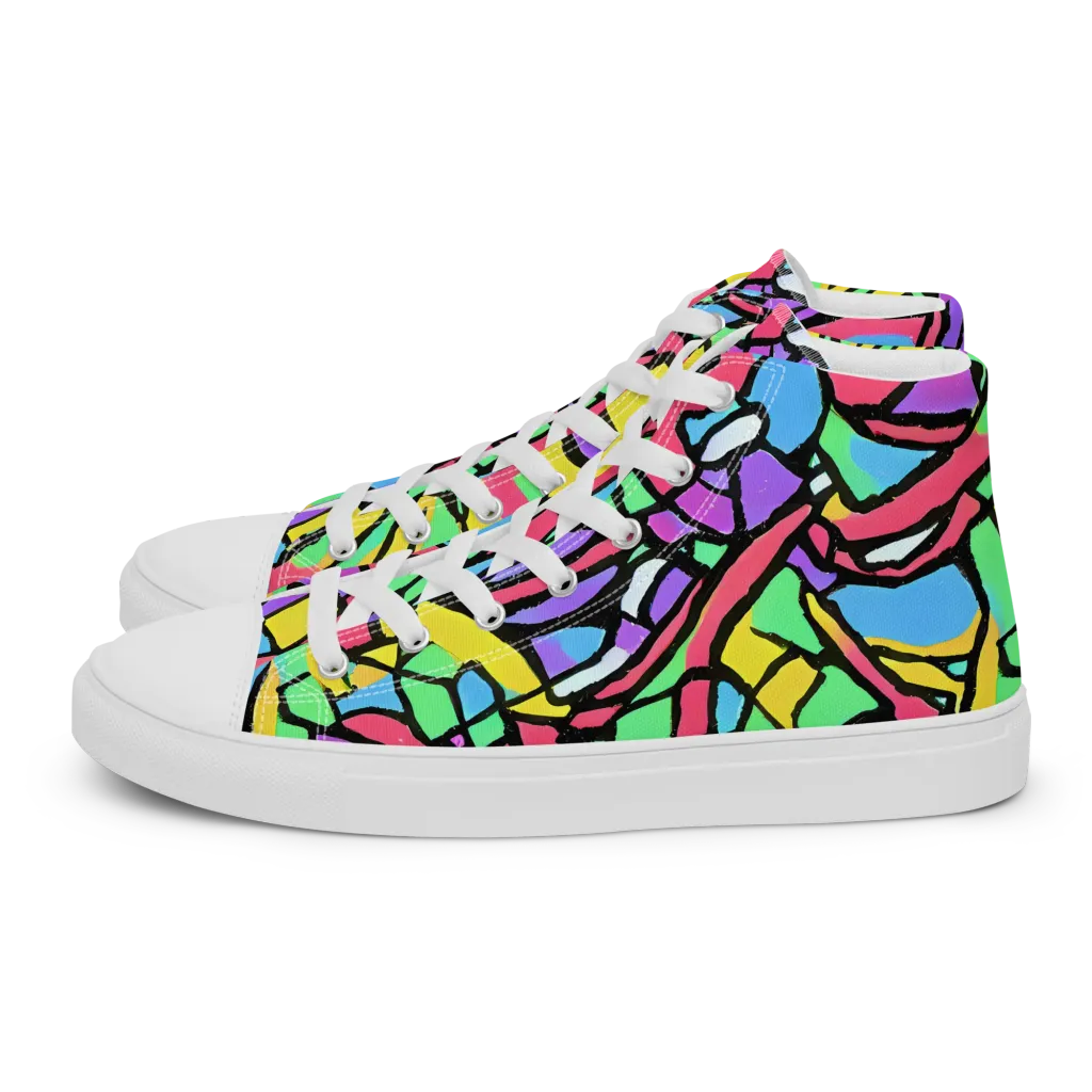 Acid Stained Glass on Women's High Top Canvas Shoes — Left