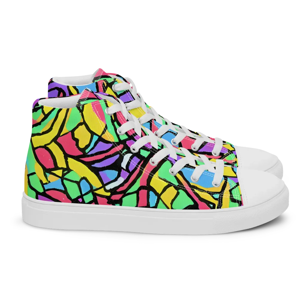 Acid Stained Glass on Women's High Top Canvas Shoes — Right