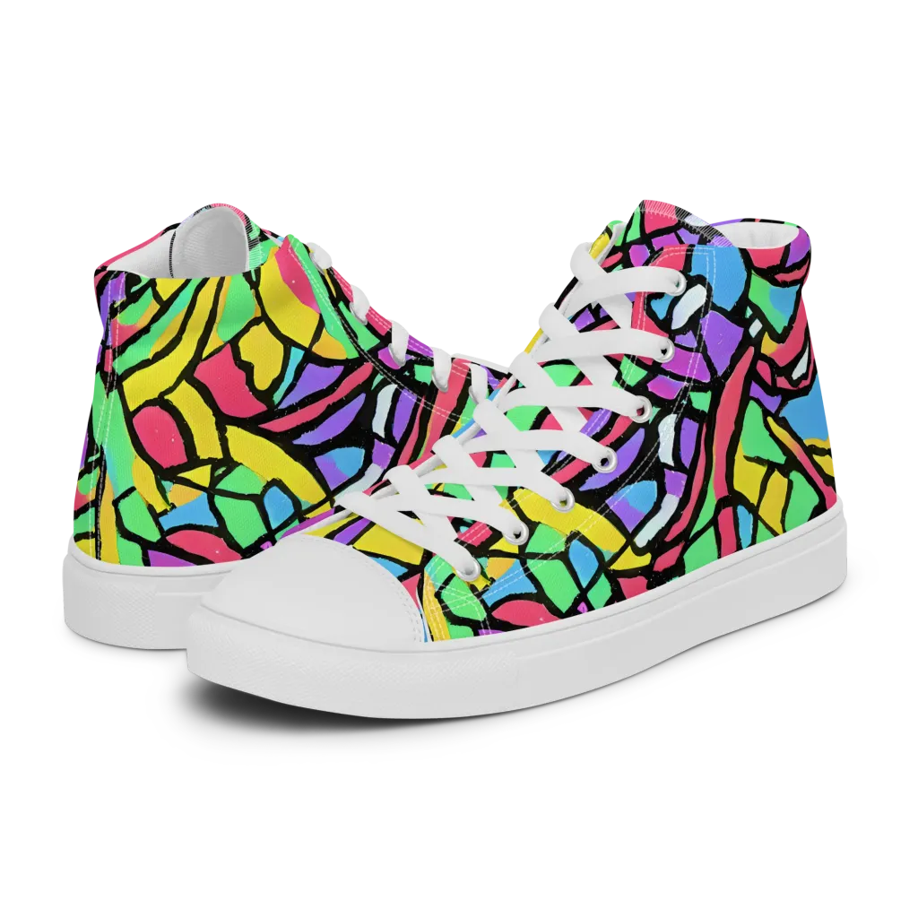 Acid Stained Glass on Women's High Top Canvas Shoes — Left