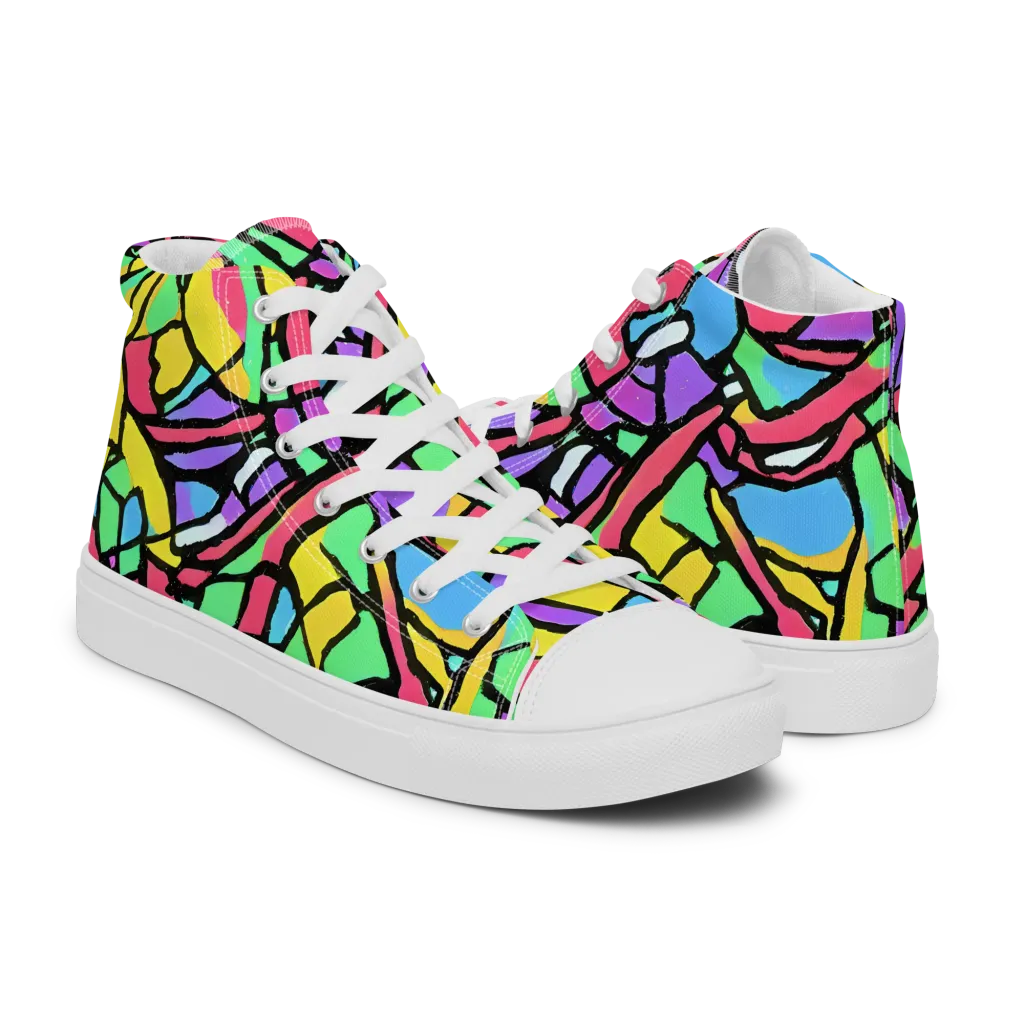 Acid Stained Glass on Women's High Top Canvas Shoes — Right