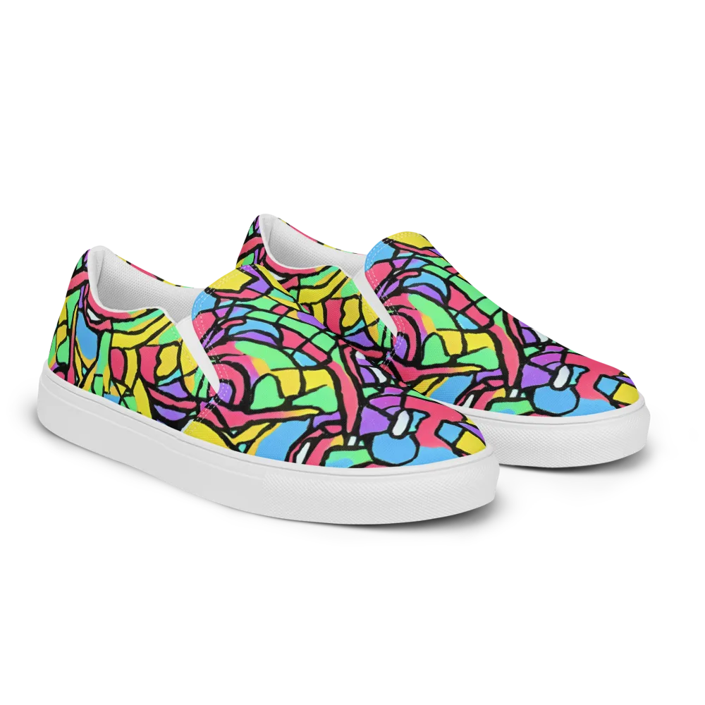 Acid Stained Glass on Men's Slip-On Canvas Shoes — Right Front