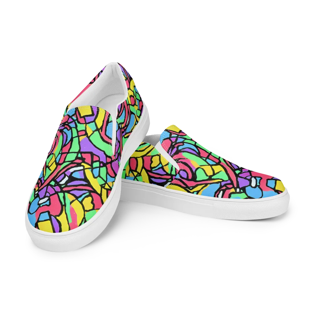 Acid Stained Glass on Men's Slip-On Canvas Shoes — Left Front