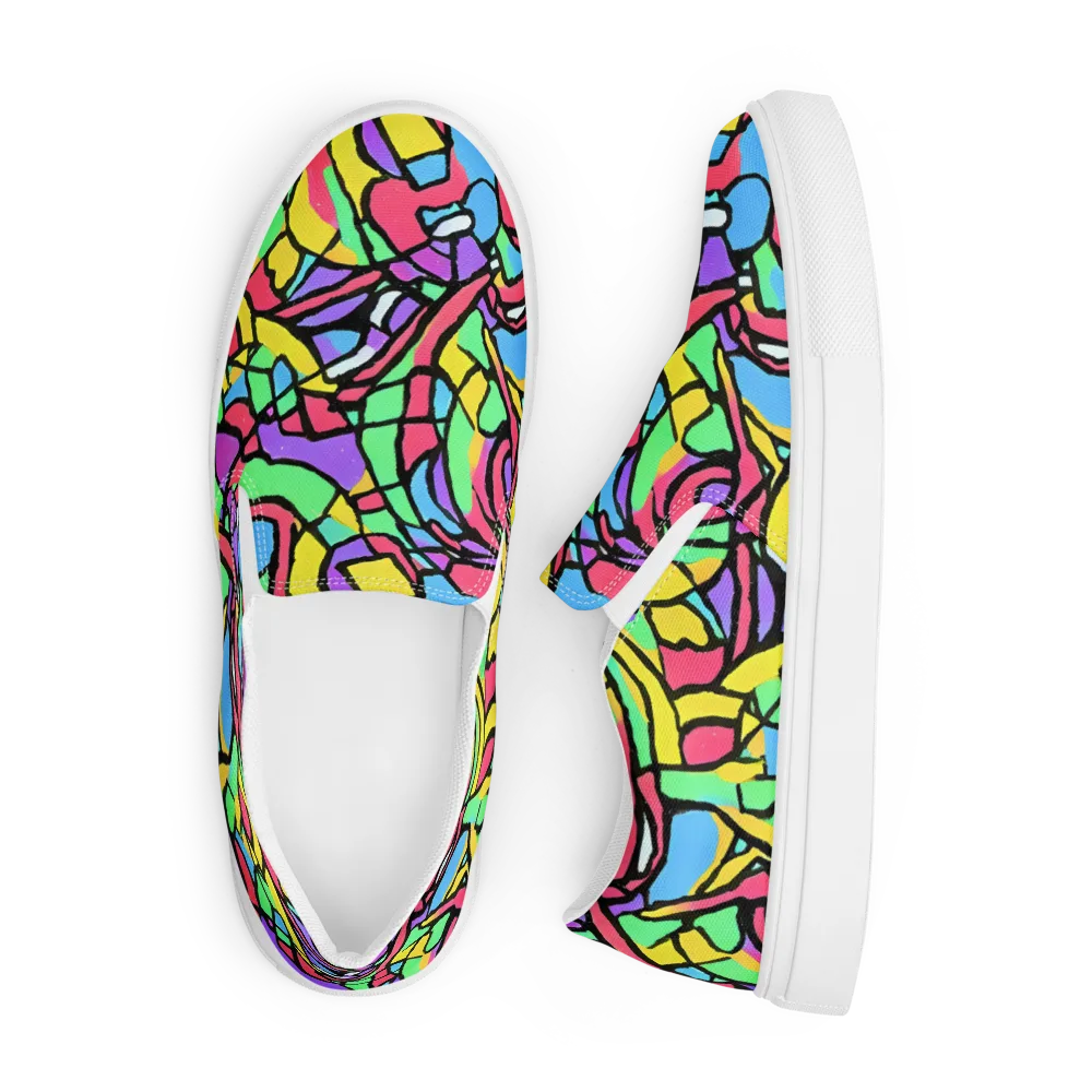 Acid Stained Glass on Men's Slip-On Canvas Shoes — Front