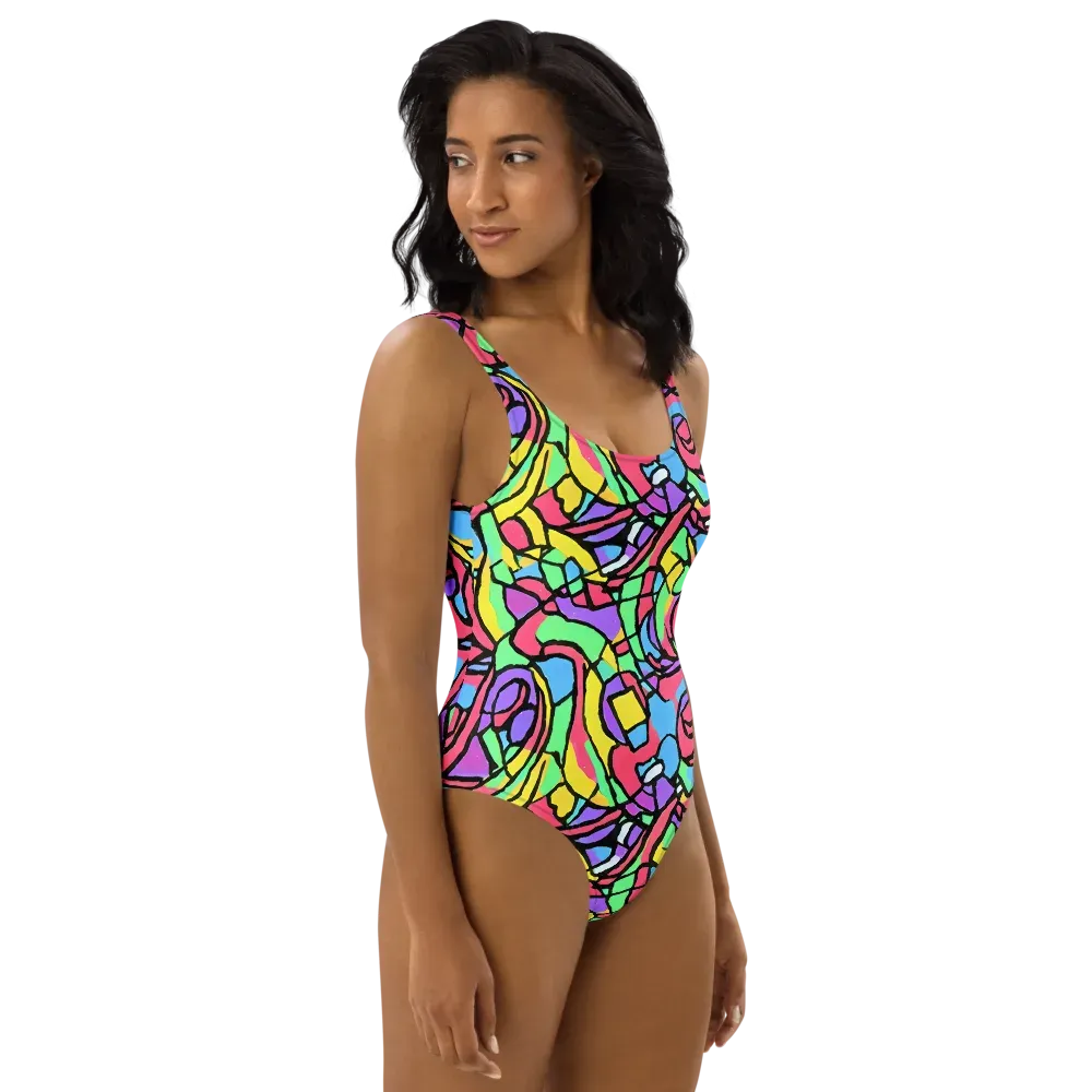 Acid Stained Glass on One-Piece Swimsuit — Right
