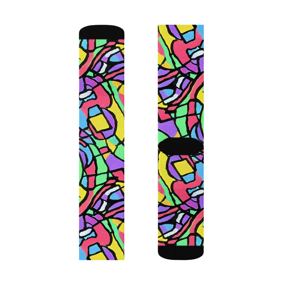 Acid Stained Glass on Socks — Left Sock