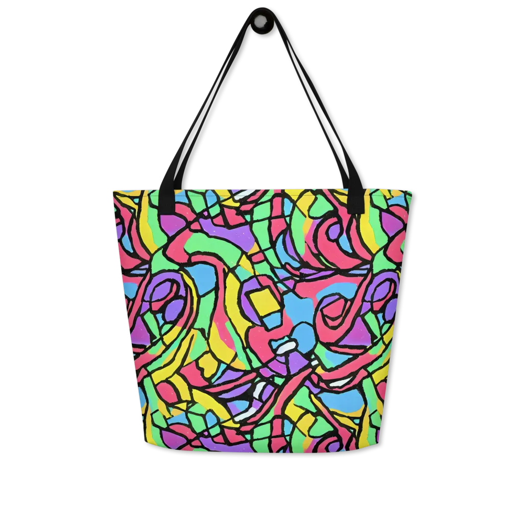 Acid Stained Glass on Large Tote Bag W/ Pocket — Front
