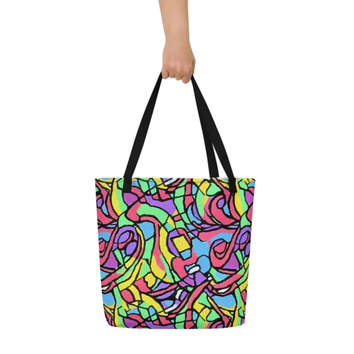 Acid Stained Glass on a Large Tote Bag W/ Pocket