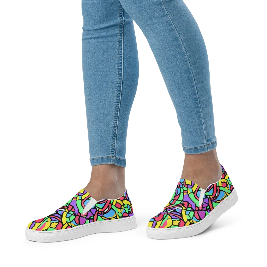 Acid Stained Glass on Women's Slip-On Canvas Shoes — Front