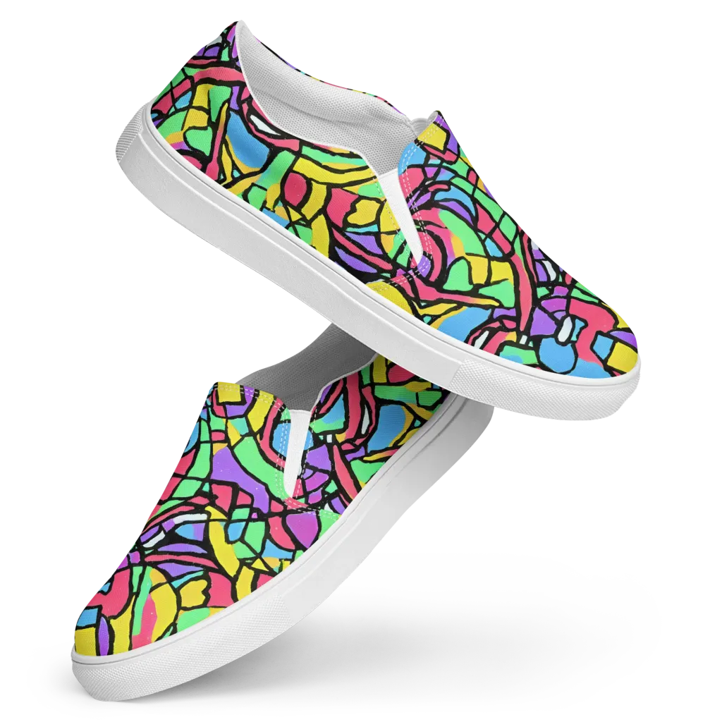 Acid Stained Glass on Women's Slip-On Canvas Shoes — Front
